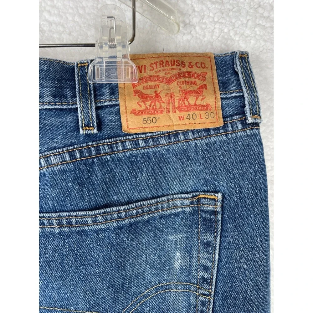 Levis 550 Relaxed Fit‎ Jeans Mens 40x30 Blue Medium Wash Denim Cotton Thrashed